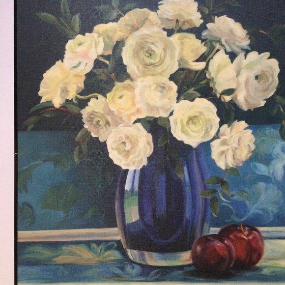 Wood plague wall hanging flowers in vase still life print - Picture 3 of 6